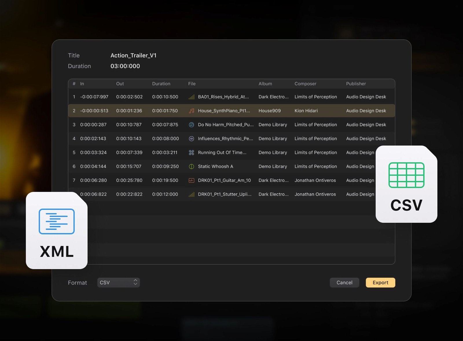 ADD cue sheet
